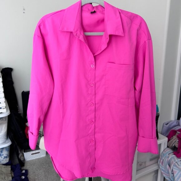 Hot Pink Button Up - Picture 1 of 2